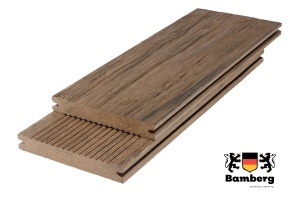 Полнотелая Террасная доска ДПК Bamberg Solid Fossiled, Lebanese Cedar (Окаменелое дерево) — Black Deck